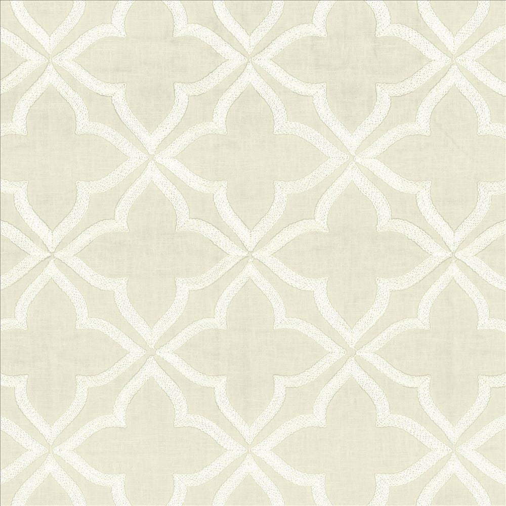Adornment White by Kasmir Fabric 5156 70% Polyester 30% Cotton INDIA Not Tested Horizontal: 8 6/8 inches and Vertical: 9 3/8 inches 54 - Fabric Carolina -