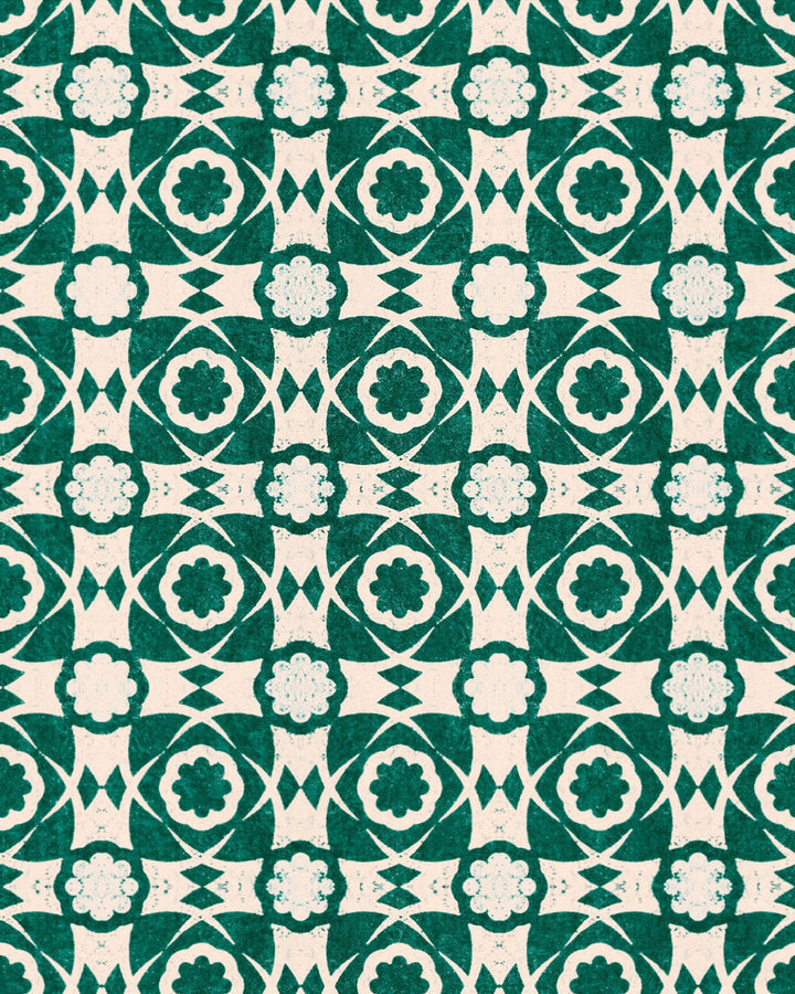 AEGEAN TILES Ultramarine Green Wallpaper (WP30050) by Mind The Gap | WP30050 | SUNDANCE VILLA | 1 roll x 20.5 x 393.7 in | 0.52m / 20.5in | 10m / 393.7in | 5.20mp | 52cm / 20.5in | Green, Taupe | Satin Matte | Paste the wall | 1-roll in a box | Fabric Carolina | https://www.fabriccarolina.com/