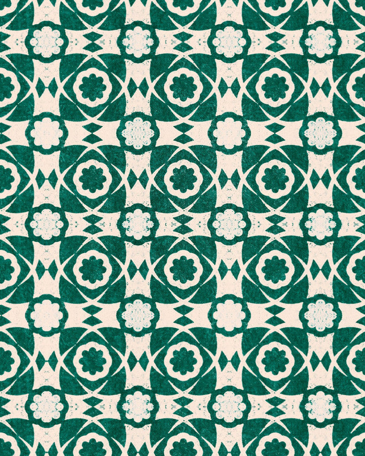 Mind The Gap Wallpaper AEGEAN TILES Ultramarine Green Wallpaper (WP30050) | WP30050 | SUNDANCE VILLA | 1 roll x 20.5 x 393.7 in | 0.52m / 20.5in | 10m / 393.7in | 5.20mp | 52cm / 20.5in | Green, Taupe | Satin Matte | Paste the wall | 1-roll in a box | Fabric Carolina | https://www.fabriccarolina.com/