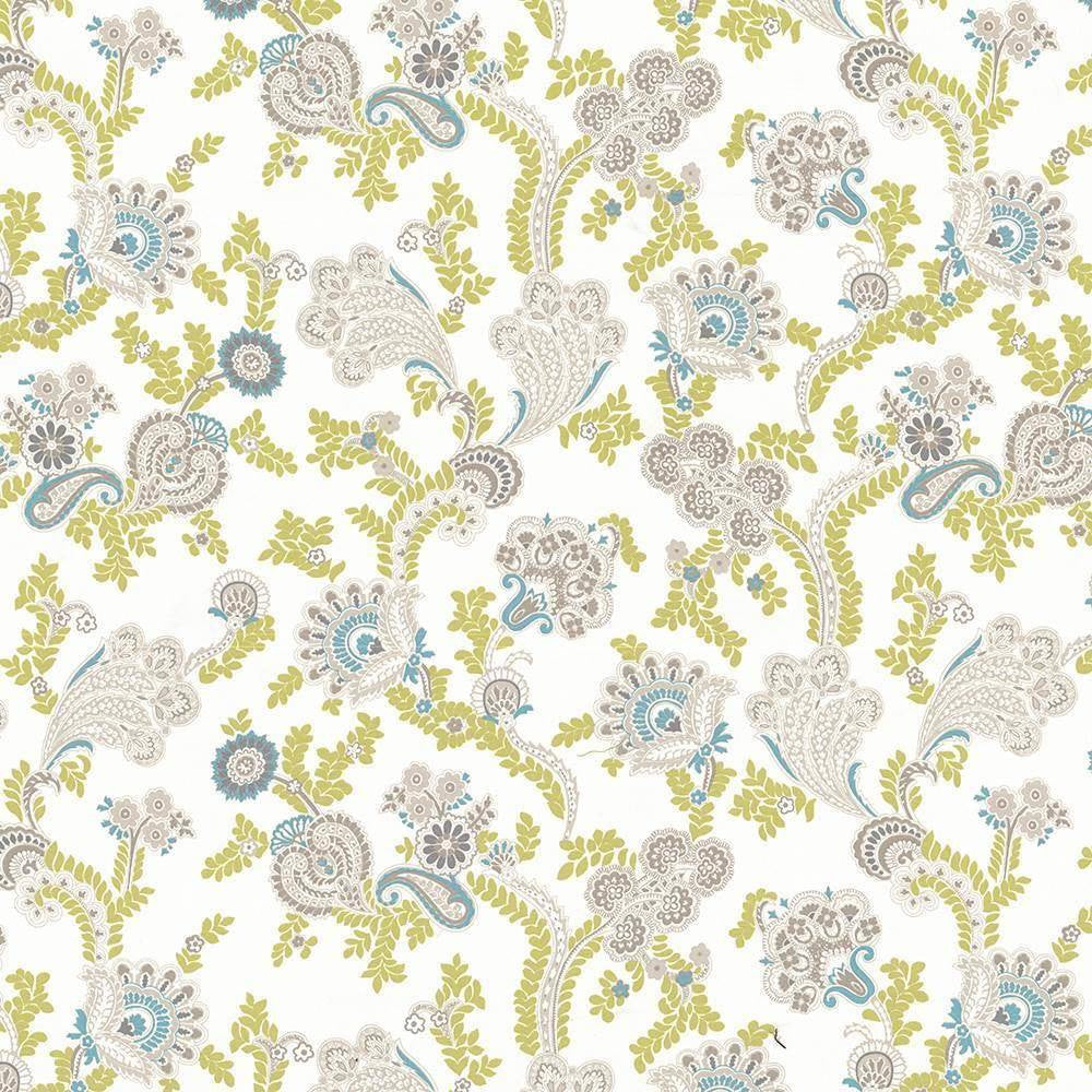 Afton Garden Aqua by Kasmir Fabric 1427 100% Cotton TURKEY Not Tested H: 27 2/8 inches, V:25 2/8 inches 55 - Fabric Carolina - Kasmir