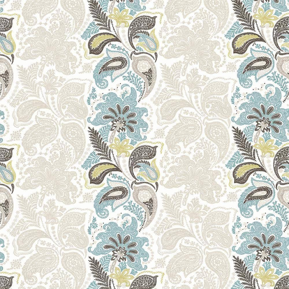 Afton Stripe Aqua by Kasmir Fabric 1427 100% Cotton TURKEY Not Tested H: 27 2/8 inches, V:25 2/8 inches 55 - Fabric Carolina - Kasmir