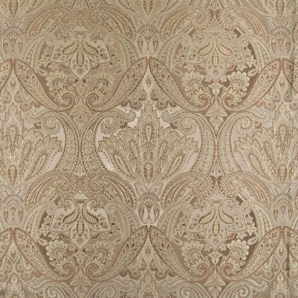 Akbar Paisley Oak by Kasmir Fabric 1389 60% Rayon 40% Polyester CHINA 18,000 Wyzenbeek Double Rubs H: 14 2/8 inches, V:17 2/8 inches 56 - 59 - Fabric Carolina - Kasmir