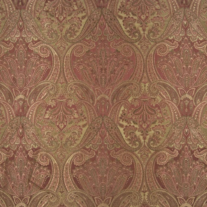 Akbar Paisley Terracotta by Kasmir Fabric 1389 60% Rayon 40% Polyester CHINA 18,000 Wyzenbeek Double Rubs H: 14 2/8 inches, V:17 2/8 inches 56 - 59 - Fabric Carolina - Kasmir