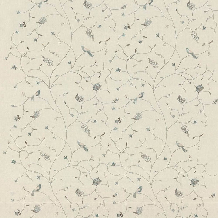 Alana Embroidery Tundra  by Kasmir Fabric 1419 55% Linen 45% Rayon  CHINA Not Tested </p><p>Repeat: Horizontal: 22 inches and Vertical: 23 inches 22  - Fabric Carolina -