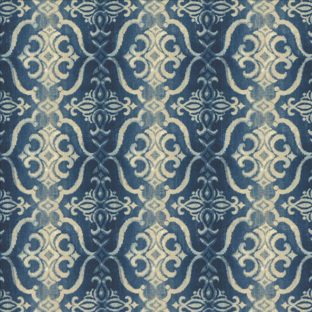 Alessandra Blue by Kasmir Fabric 1454 100% Linen
 TURKEY 14,000 Martindale Cycles </p><p>Repeat: Horizontal: 13 4/8 inches and Vertical: 12 4/8 inches 55 - Fabric Carolina -
