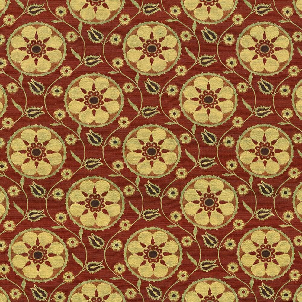 Alhambra Amour Salsa by Kasmir Fabric 1418 39% Cotton
33% Polyester
28% Rayon
 CHINA 12,500 Wyzenbeek Double Rubs </p><p>Repeat: Horizontal: 14 3/8 inches and Vertical: 13 5/8 inches 55 - Fabric Carolina -