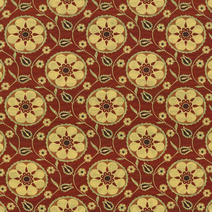 Alhambra Amour Salsa by Kasmir Fabric 1418 39% Cotton 33% Polyester 28% Rayon CHINA 12,500 Wyzenbeek Double Rubs H: 14 3/8 inches, V:13 5/8 inches 55 - 56 - Fabric Carolina - Kasmir