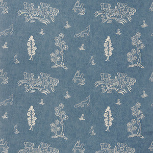 Friendly Folk Happy Blue by Kravet Couture Fabric