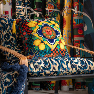 AMALFI Blue Velvet Cushion (LC40213) by Mind The Gap