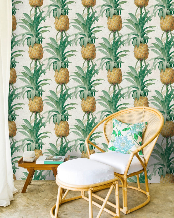 ANANAS Premium Wallpaper (WP20090) by Mind The Gap | WP20090 | WALLPAPER DESIGNER COLLECTION | 3 rolls x 20.5 x 118.1 in | 0.52m / 20.5in | 3m / 118in | 4.65mp | 52cm / 20.5in | Green, Grey, Yellow | Non-woven | Paste the wall | 3-rolls in a box | Fabric Carolina | https://www.fabriccarolina.com/