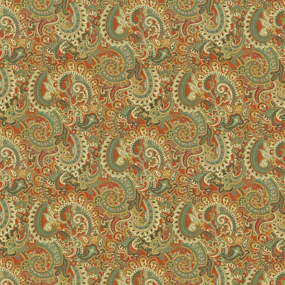 Anjou Paisley Ming Red by Kasmir Fabric 5106 55% Linen 45% Rayon CHINA H: 27 4/8 inches, V:25 2/8 inches 54 - 55 - Fabric Carolina - Kasmir