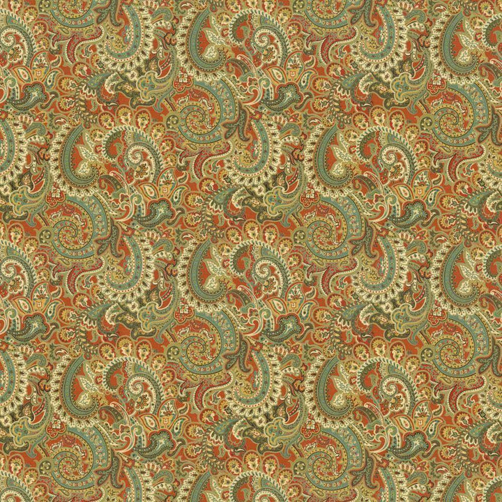 Anjou Paisley Ming Red by Kasmir Fabric 5106 55% Linen 45% Rayon CHINA H: 27 4/8 inches, V:25 2/8 inches 54 - 55 - Fabric Carolina - Kasmir