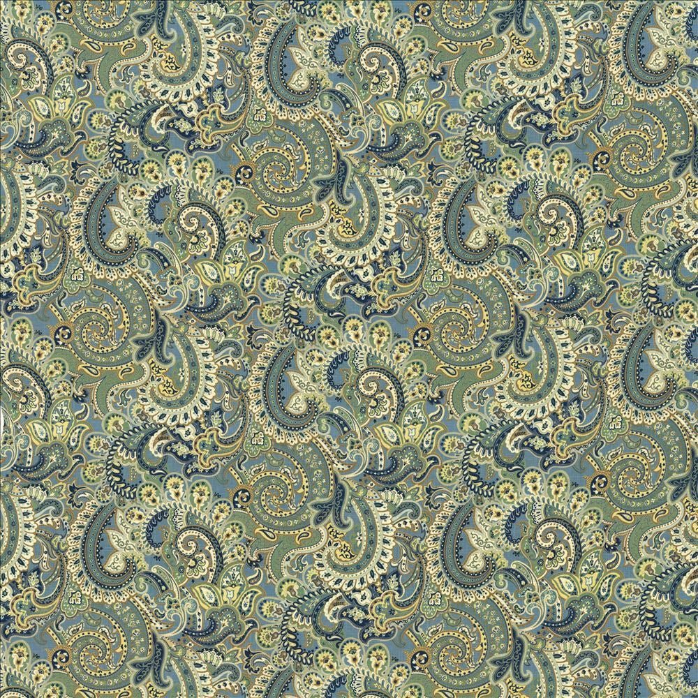 Anjou Paisley Monsoon by Kasmir Fabric 5107 55% Linen 45% Rayon CHINA 12,000 Wyzenbeek Double Rubs Horizontal: 27 4/8 inches and Vertical: 25 2/8 inches 54 - 55 - Fabric Carolina -