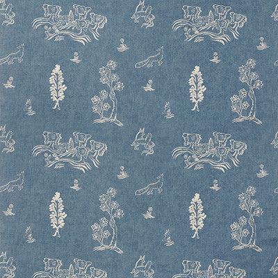 Friendly Folk Happy Blue by Kravet Couture Fabric