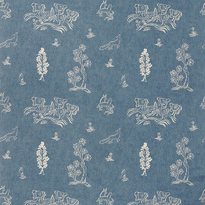 Friendly Folk Happy Blue by Kravet Couture Fabric