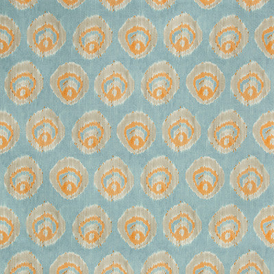 Monaco Print Aqua/Melon by Lee Jofa Fabric