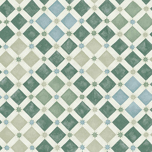 Zellige Olive & Print Room Blue by Cole & Son Wallcovering