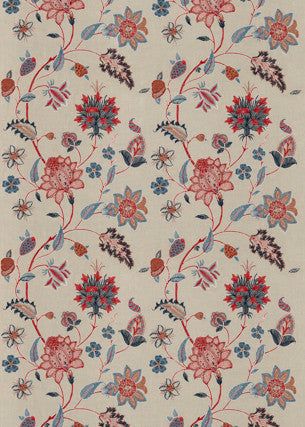 Baker'S Indienne Embroidery Indigo/Red by G P & J Baker Fabric