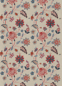 Baker'S Indienne Embroidery Indigo/Red by G P & J Baker Fabric