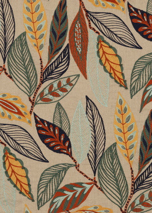Forest Leaves Indigo/Teal by Mulberry Fabric