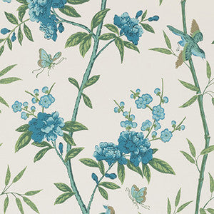 Peony & Blossom Indigo/Teal by G P & J Baker Wallpaper