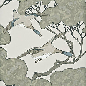 Flying Ducks Silver/Taupe by Mulberry Wallcovering