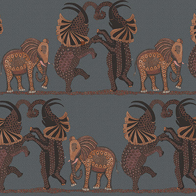 Safari Dance Charcoal & Reds by Cole & Son Wallcovering