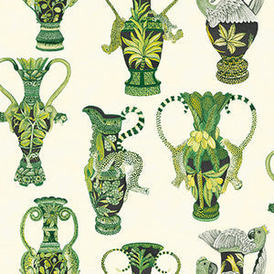 Khulu Vases Green & White by Cole & Son Wallcovering