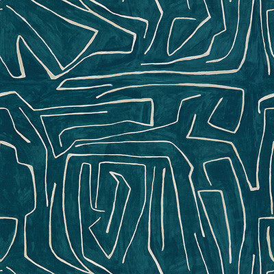 Graffito Teal/Pearl by Lee Jofa Modern Fabric