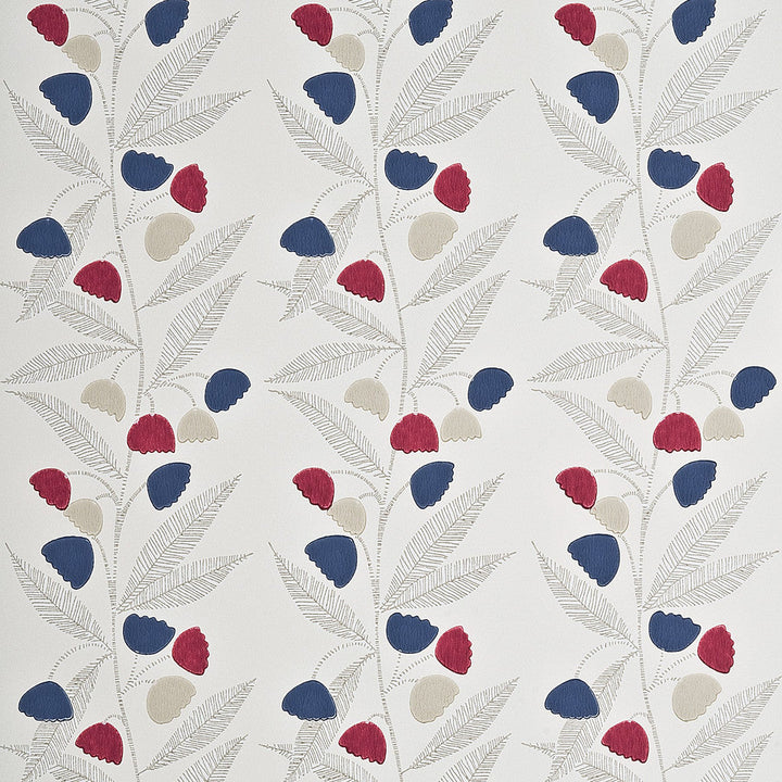 Bell Flower Cherry/Indigo/Buttermilk by Baker Lifestyle Wallpaper