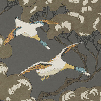 Flying Ducks Charcoal by Mulberry Wallcovering