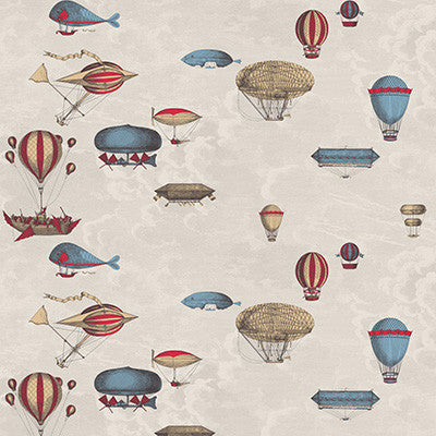 Macchine Volanti Stone/Rouge/Blue by Cole & Son Wallpaper