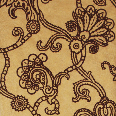 Marquise Damask Flock Gold/Plum By Mulberry Wallpaper