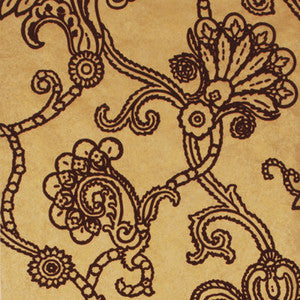 Marquise Damask Flock Gold/Plum By Mulberry Wallpaper