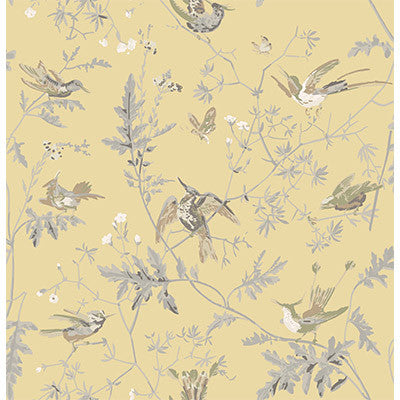 Hummingbirds Gld/Sft Grey by Cole & Son Fabric
