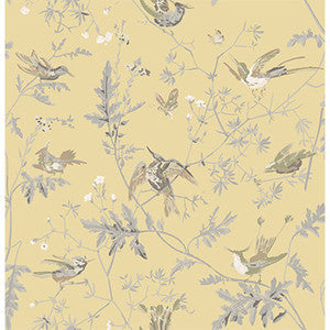 Hummingbirds Gld/Sft Grey by Cole & Son Fabric