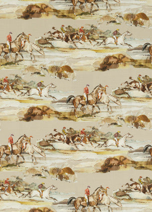 Morning Gallop Linen Grey/Sand by Mulberry Fabric