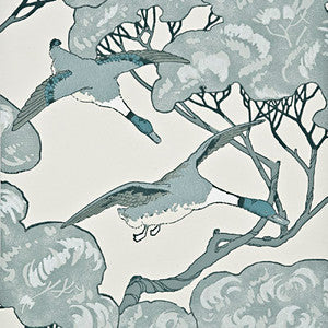 Flying Ducks Aqua by Mulberry Wallcovering