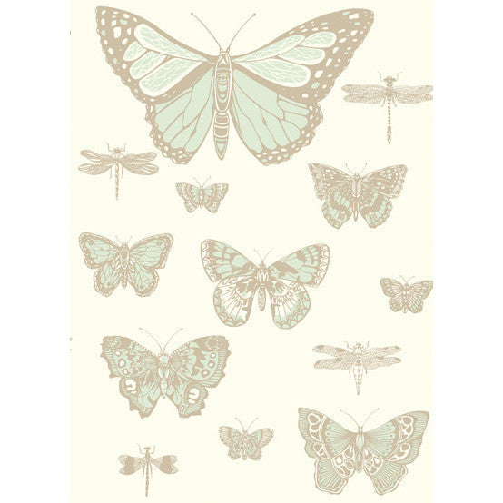 Butterflies & Dragonflies Duck Egg Ivry by Cole & Son Wallpaper