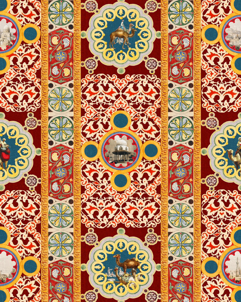 ARAB WORLD Wallpaper (WP20741) by Mind The Gap | WP20741 | TALES OF MAGHREB | 3 rolls x 20.5 x 118.1 in | 0.52m / 20.5in | 3m / 118in | 4.68mp | 300cm / 118in | Blue, Yellow | Textured Matte | Paste the wall | 3-rolls in a box | Fabric Carolina | https://www.fabriccarolina.com/