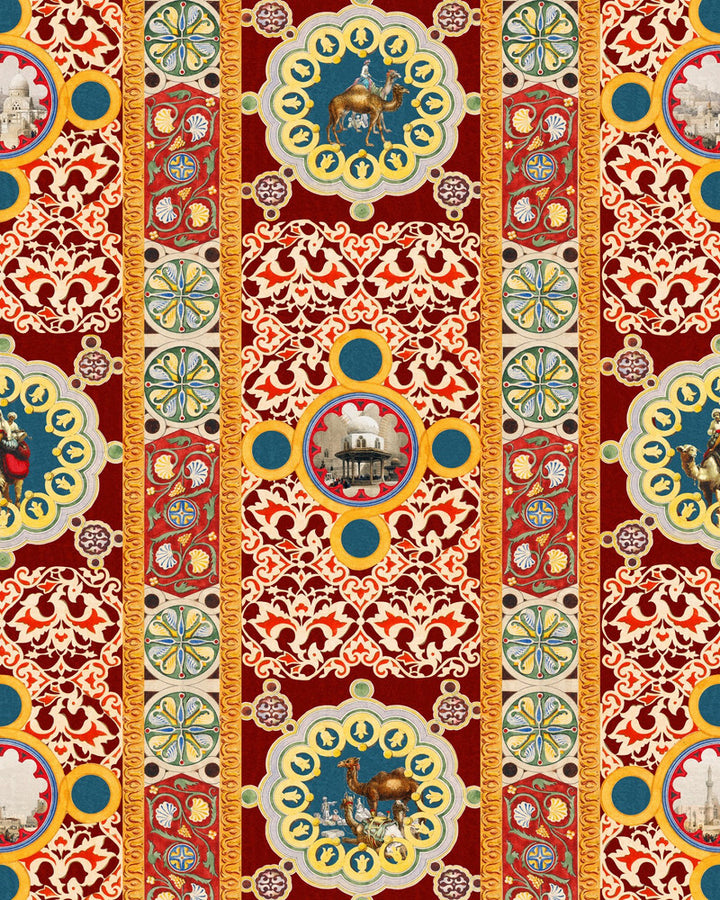 ARAB WORLD Wallpaper (WP20741) by Mind The Gap | WP20741 | TALES OF MAGHREB | 3 rolls x 20.5 x 118.1 in | 0.52m / 20.5in | 3m / 118in | 4.68mp | 300cm / 118in | Blue, Yellow | Textured Matte | Paste the wall | 3-rolls in a box | Fabric Carolina | https://www.fabriccarolina.com/