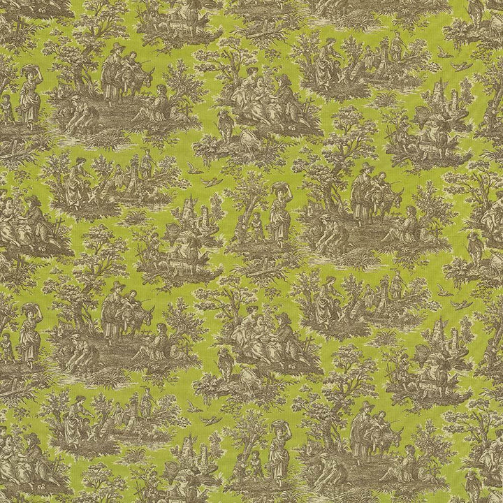 Arcadia Toile Creme De Menthe by Kasmir Fabric 1420 90% Cotton 5% Flax 5% Rayon USA 15,000 Wyzenbeek Double Rubs H: 27 inches, V:27 inches 54 - 55 - Fabric Carolina - Kasmir