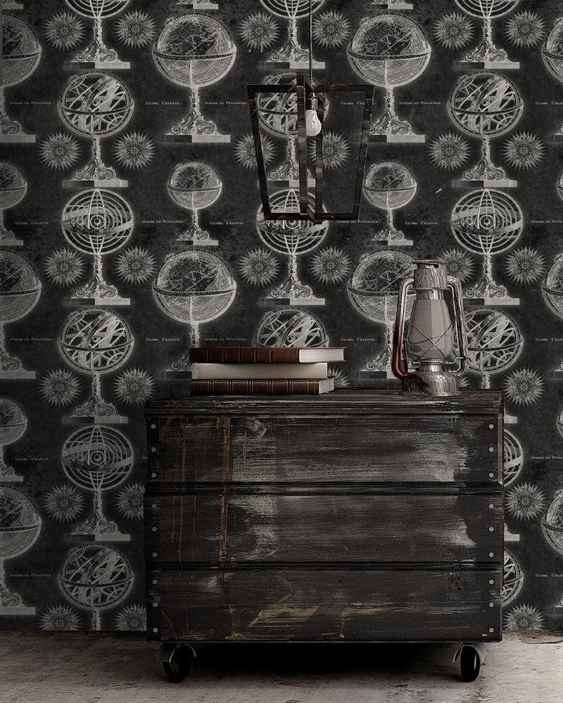 Armillary Anthracite Premium Wallpaper by Mind the Gap Designer Wallpaper WALLPAPER DESIGNER COLLECTION Non-woven Made in Europe Paste the wall 3 rolls x 20.5 x 3.25 yards - Swanky Fabrics -