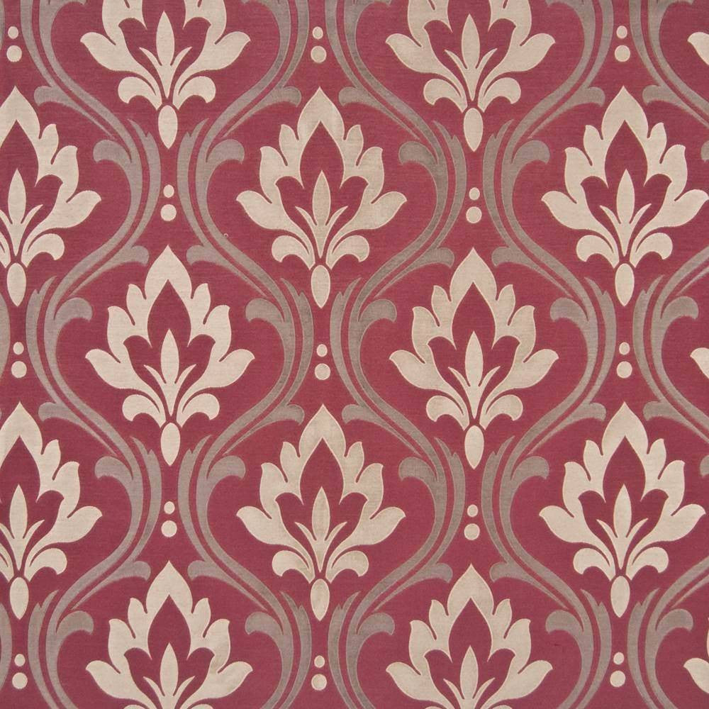 Artesa Bordeaux by Kasmir Fabric 1384 61% Viscose 39% Polyester INDIA 8,000 Martindale Cycles H: 13 7/8 inches, V:14 5/8 inches 55 - Fabric Carolina - Kasmir