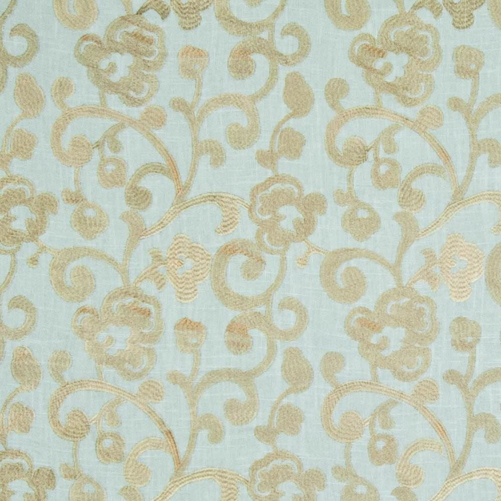 Ashton Scroll Misty Blue  by Kasmir Fabric See sample 67% Rayon
33% Linen
 CHINA 6,000 Wyzenbeek Double Rubs </p><p>Repeat: Horizontal: 11 4/8 inches and Vertical: 11 4/8 inches 54  - Fabric Carolina -