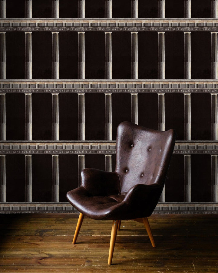 ATHENA Anthracite (WP20212) by Mind The Gap | WP20212 | PREMIUM DESIGNER WALLPAPER COLLECTION | 3 rolls x 20.5 x 118.1 in | 0.52m / 20.5in | 3m / 118in | 4.65mp | 60cm / 23.6in | Black, Brown, Taupe | Non-woven | Paste the wall | 3-rolls in a box | Fabric Carolina | https://www.fabriccarolina.com/