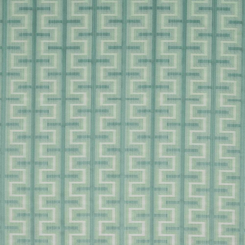 Athenia Fretwork Aquamarine by Kasmir Fabric 1398 52% Rayon 48% Polyester CHINA 60,000 Wyzenbeek Double Rubs H: 7 4/8 inches, V:3 2/8 inches 58 - Fabric Carolina - Kasmir