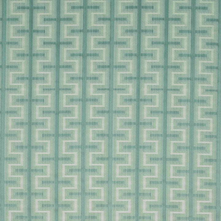 Athenia Fretwork Aquamarine by Kasmir Fabric 1398 52% Rayon 48% Polyester CHINA 60,000 Wyzenbeek Double Rubs H: 7 4/8 inches, V:3 2/8 inches 58 - Fabric Carolina - Kasmir