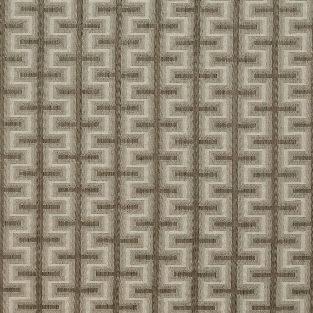 Athenia Fretwork Walnut by Kasmir Fabric 1396 52% Rayon 48% Polyester CHINA 60,000 Wyzenbeek Double Rubs H: 7 4/8 inches, V:3 2/8 inches 58 - Fabric Carolina - Kasmir
