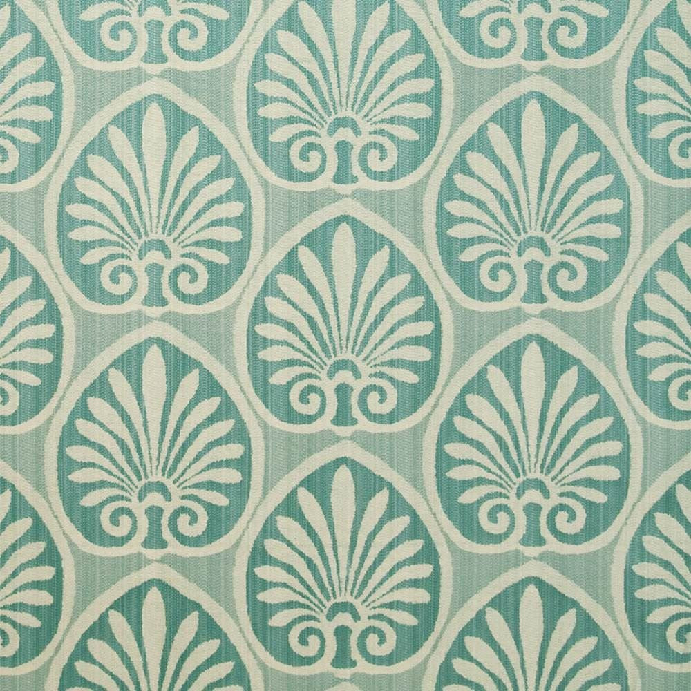 Athenia Shell Aquamarine by Kasmir Fabric 1398 52% Rayon 48% Polyester CHINA 60,000 Wyzenbeek Double Rubs Horizontal: 14 4/8 inches and Vertical: 9 2/8 inches 58 - Fabric Carolina -